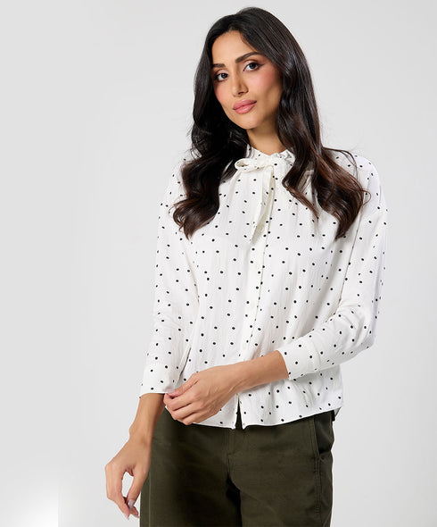 Bow Ditsy Floral Long Sleeve Top